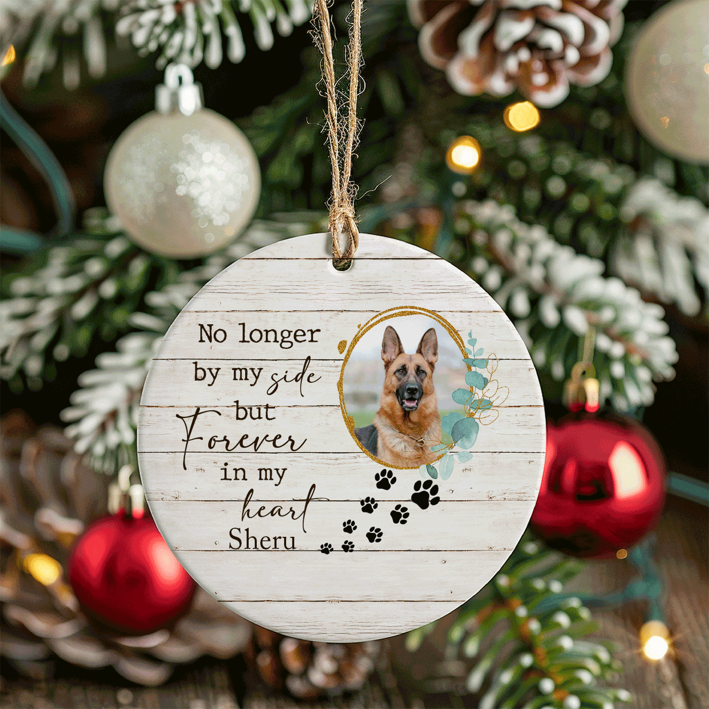 Pet Memorial | 'No Longer By My Side, Forever in My Heart' | Christmas | Ceramic Ornament